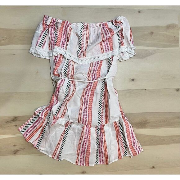 Anthropologie Mazik Beach Boho Vacation Coastal Flare Off The Shoulder Dress - Picture 6 of 10